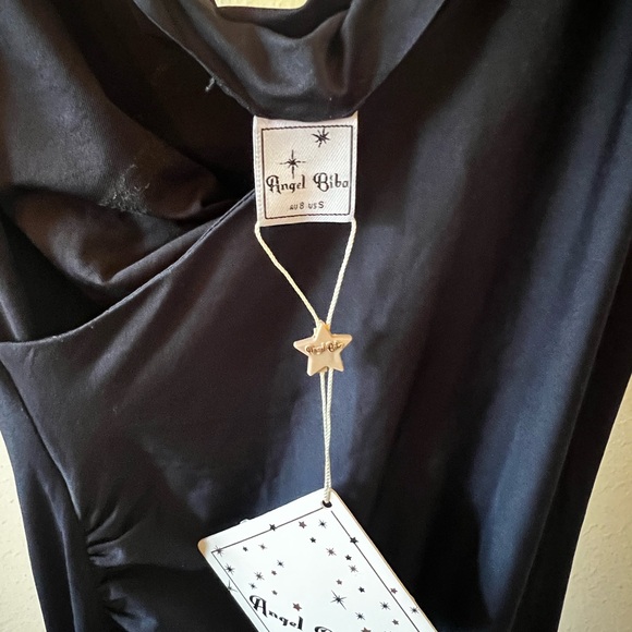 Navy Blue Angel Biba Formal Dress With Ruching And Asymmetric Front Slit Small - Picture 3 of 5